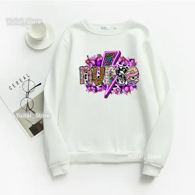 Nurse Heart Print Hoodie for Women - Fashionable Autumn/Winter