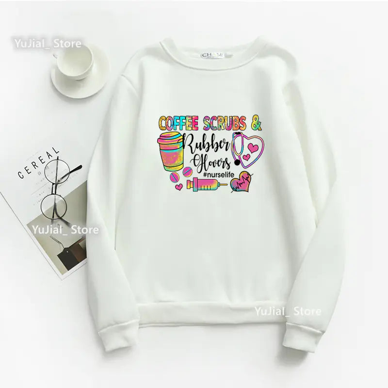 Nurse Heart Print Hoodie for Women - Fashionable Autumn/Winter