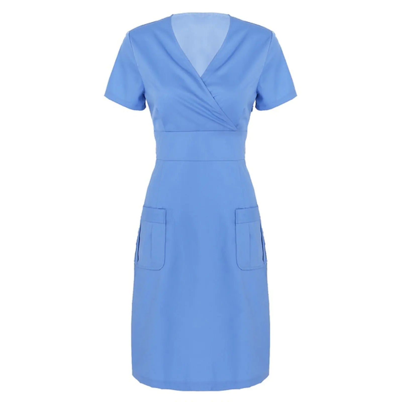 Women's Short-Sleeved V-Neck Nurse Uniform Dress