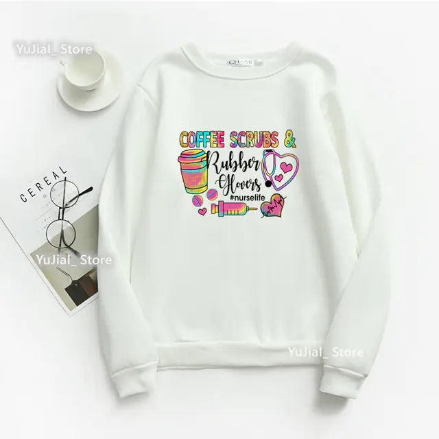Nurse Heart Print Hoodie for Women - Fashionable Autumn/Winter